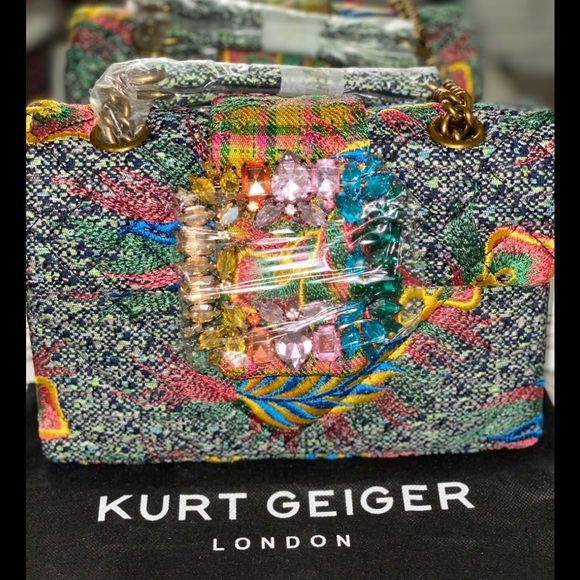 Kurt Geiger London Mayfair Embroidered Tweed Crossbody Bag - Picture 9 of 13
